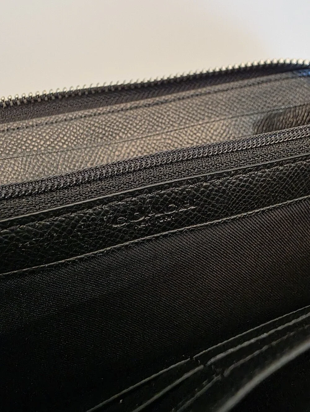 Coach Black Long Wallet Zip Around in Signature Canvas All Over 